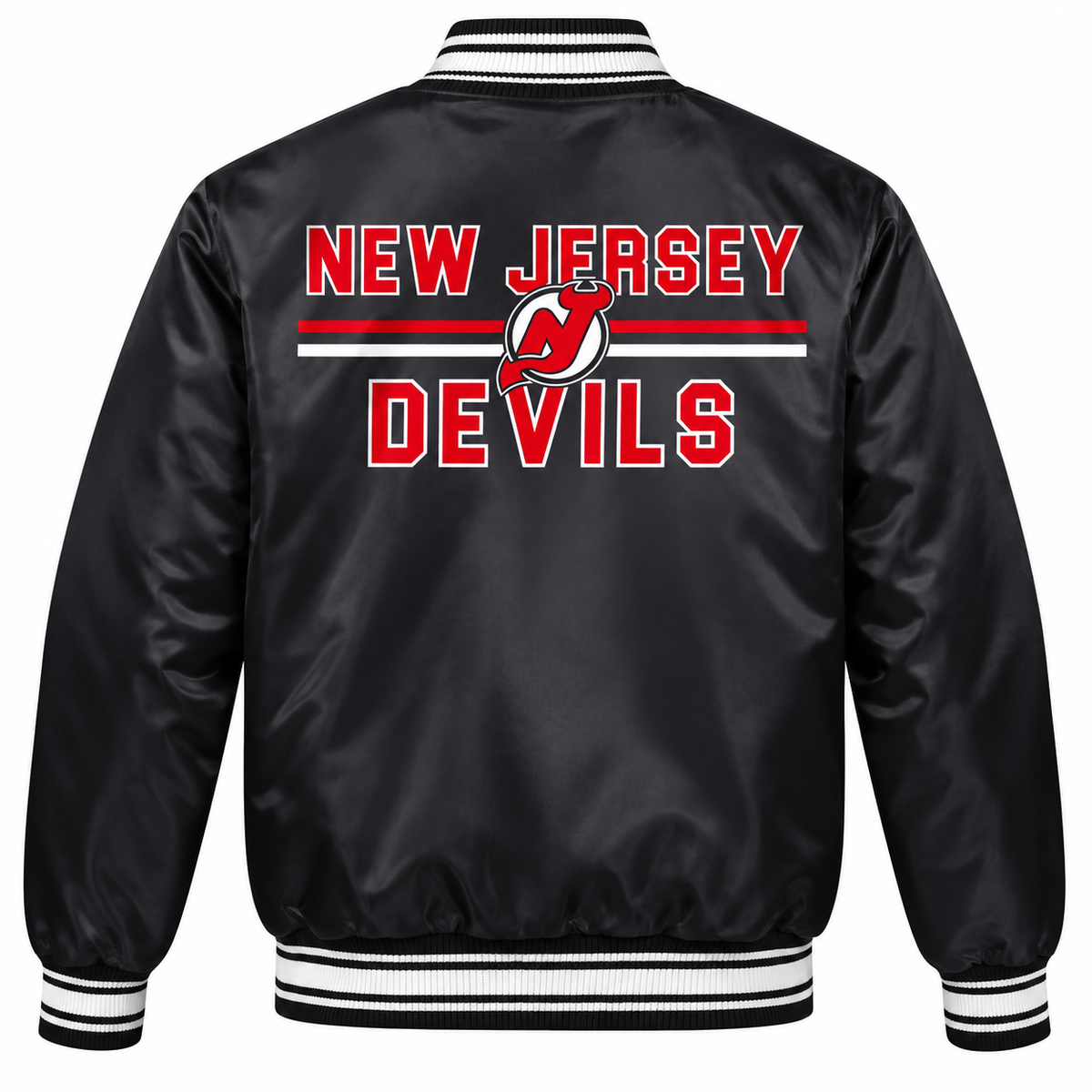 New Jersey Devils Full-Snap NHL Heavyweight Satin Jacket Back View