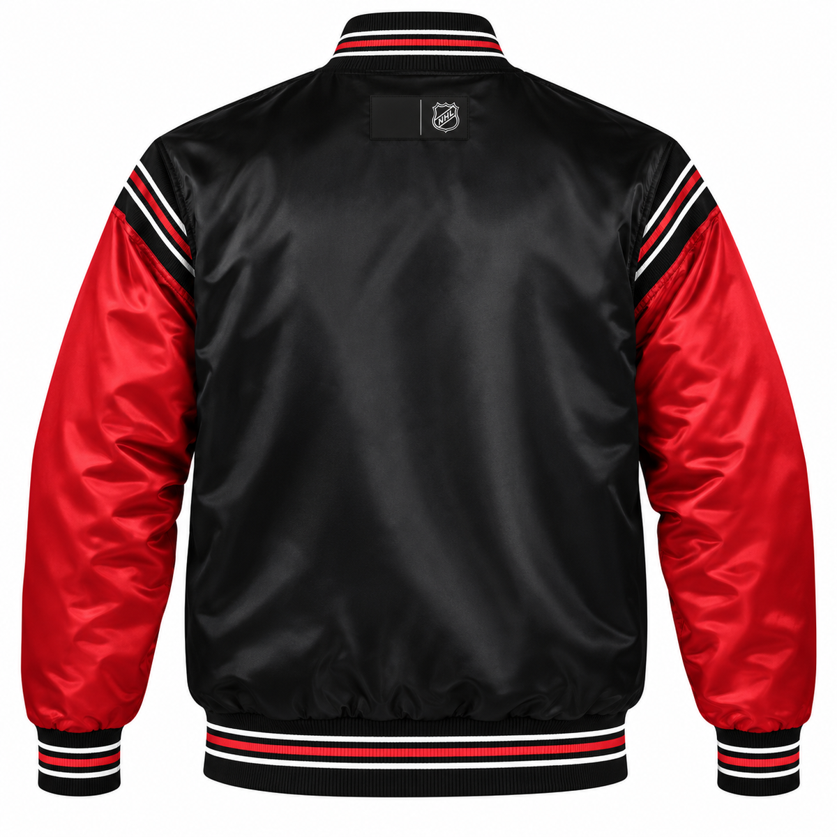 New Jersey Devils Varsity NHL Heavyweight Satin Jacket Back View