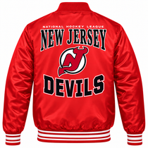 New Jersey Devils Team Graphic NHL Heavyweight Satin Jacket Back View