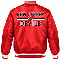New Jersey Devils NHL Heavyweight Satin Jacket Back View