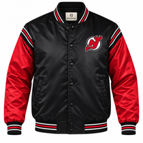New Jersey Devils Varsity NHL Heavyweight Satin Jacket Front View