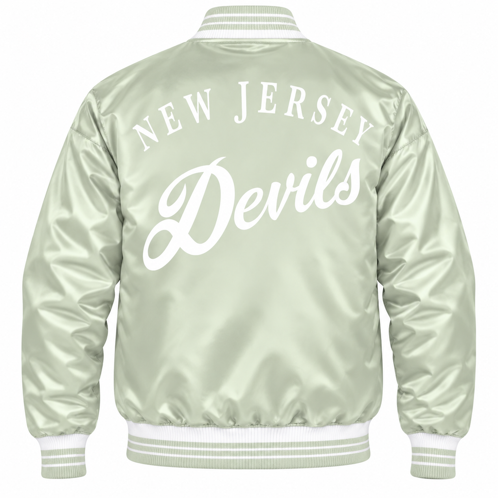 New Jersey Devils NHL Heavyweight Satin Jacket Back View