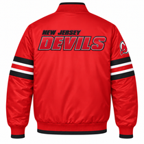 New Jersey Devils Stripe Sleeve Heavyweight Satin Jacket