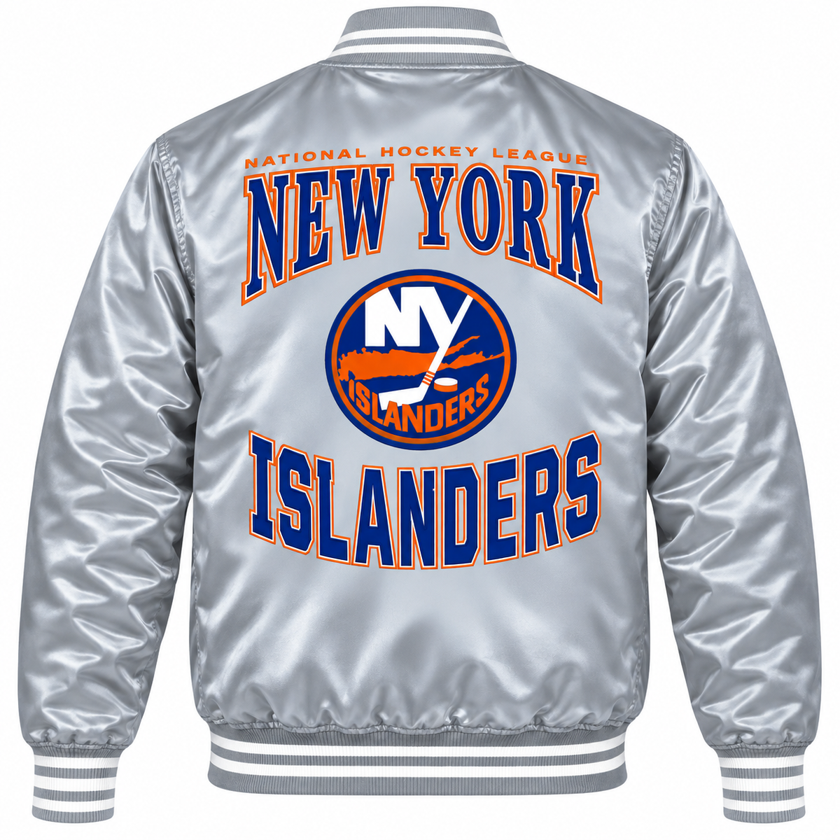 New York Islanders NHL Heavyweight Satin Jacket Back View