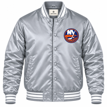 New York Islanders NHL Heavyweight Satin Jacket Front View