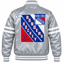 New York Rangers NHL Heavyweight Satin Jacket Back View