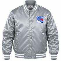 New York Rangers Gray Heavyweight Satin Jacket