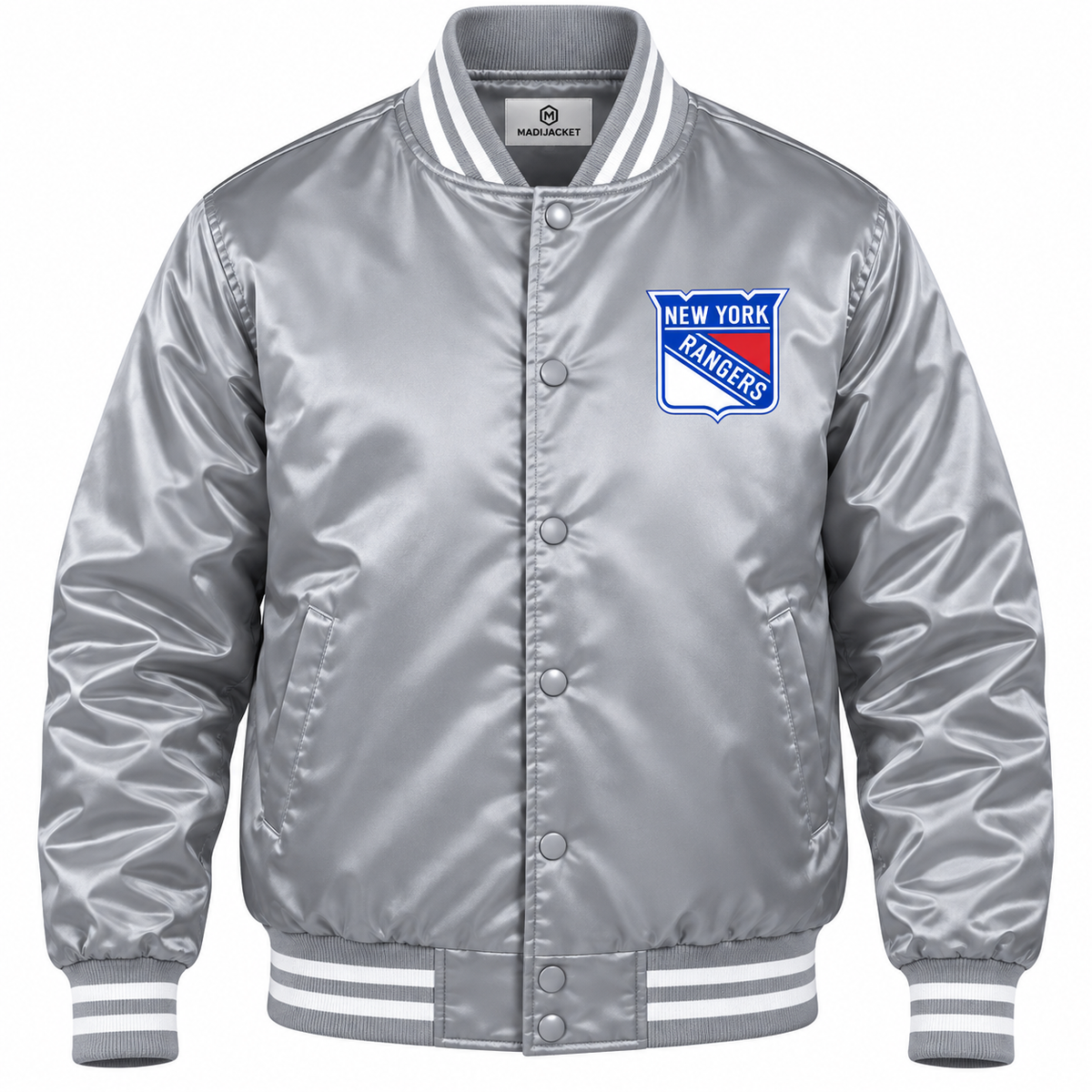 New York Rangers Gray Heavyweight Satin Jacket