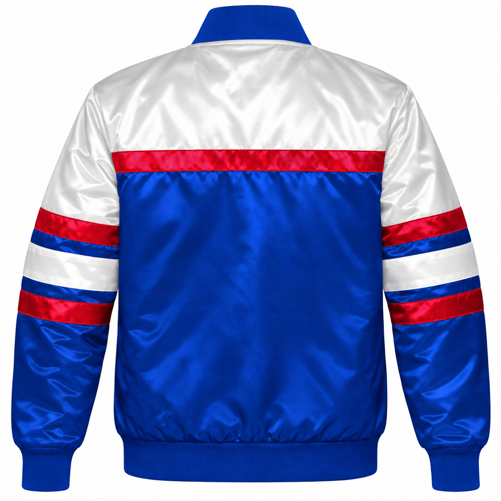 New York Rangers NHL Heavyweight Satin Jacket Back View
