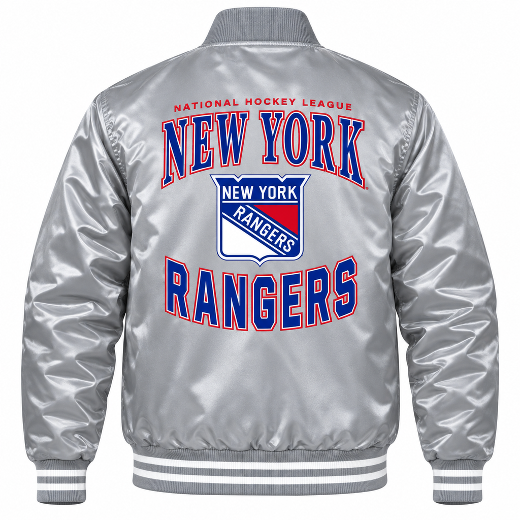 New York Rangers Gray Heavyweight Satin Jacket
