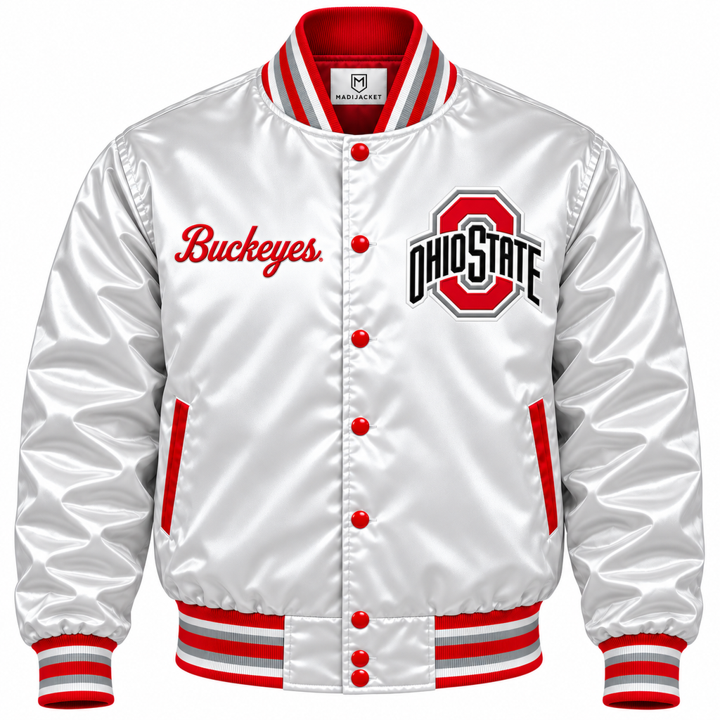 Ohio State Buckeyes Full Snap Heavyweight Satin Jacket