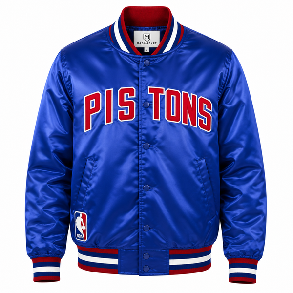 Detroit Pistons Heavyweight Satin Fan Jacket with classic basketball-inspired design