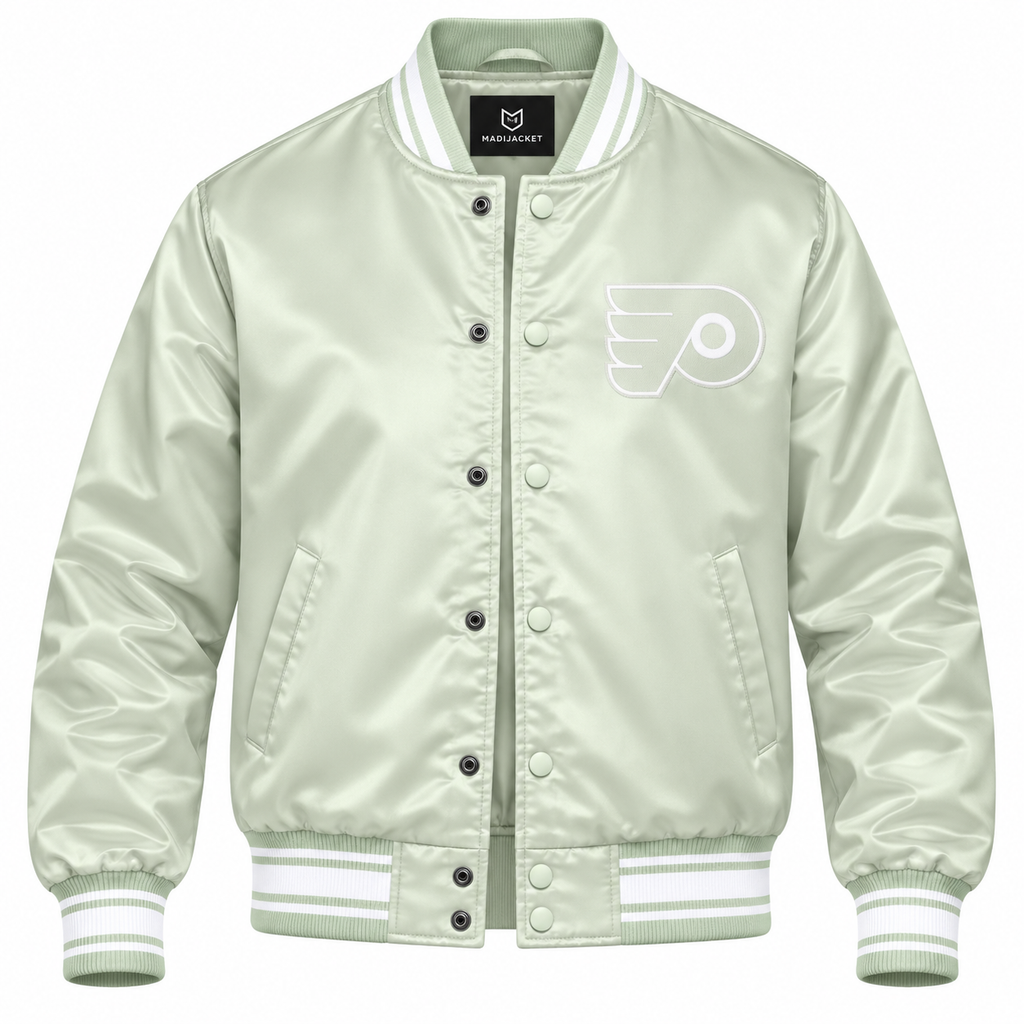Philadelphia Flyers NHL Heavyweight Satin Jacket Front View