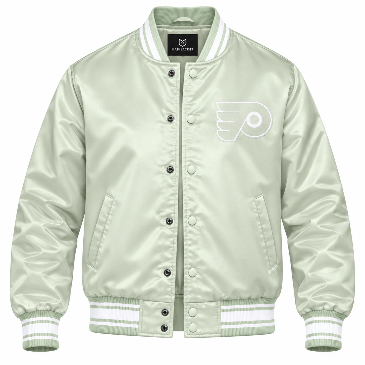 Philadelphia Flyers NHL Heavyweight Satin Jacket Front View