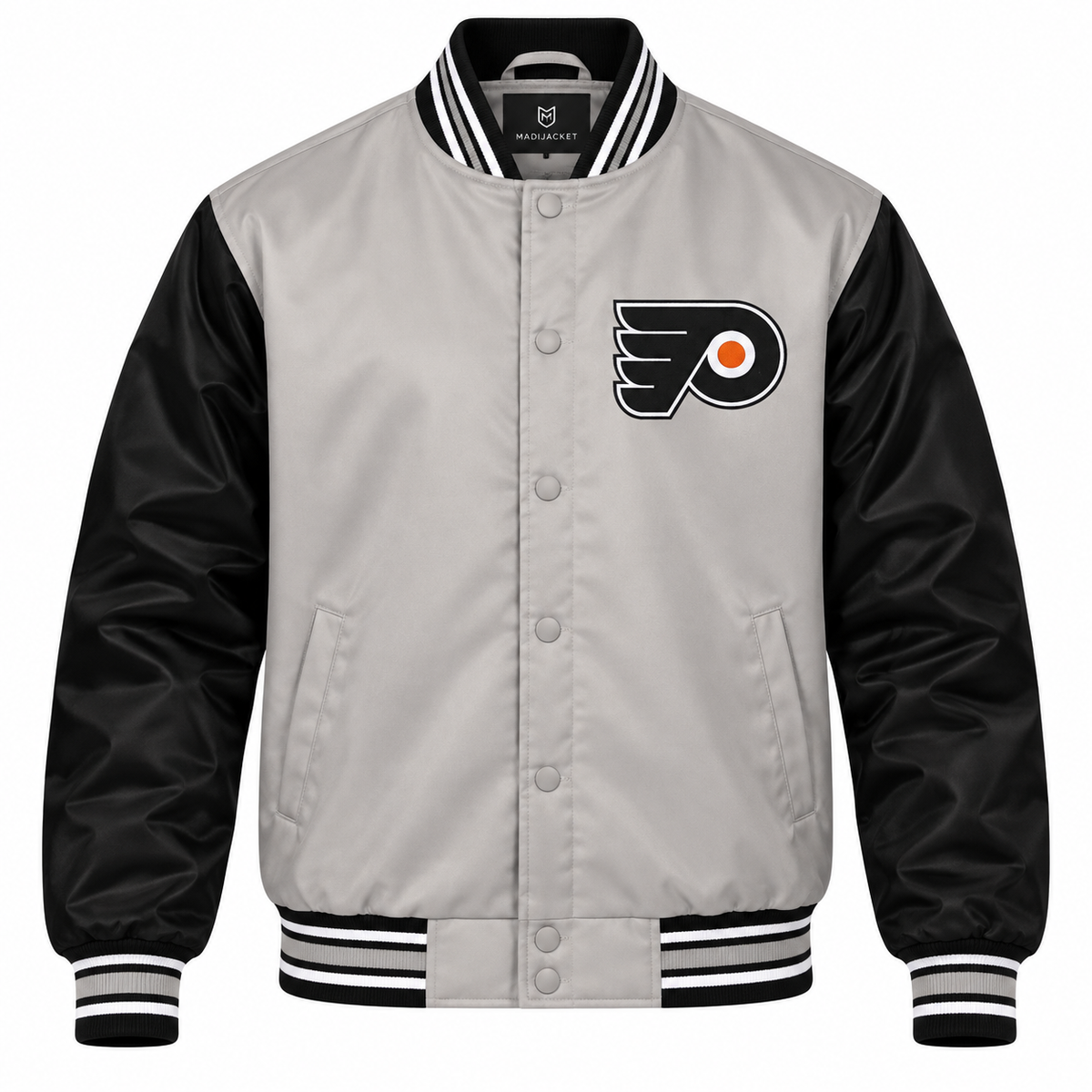 Philadelphia Flyers NHL Heavyweight Satin Jacket Front View