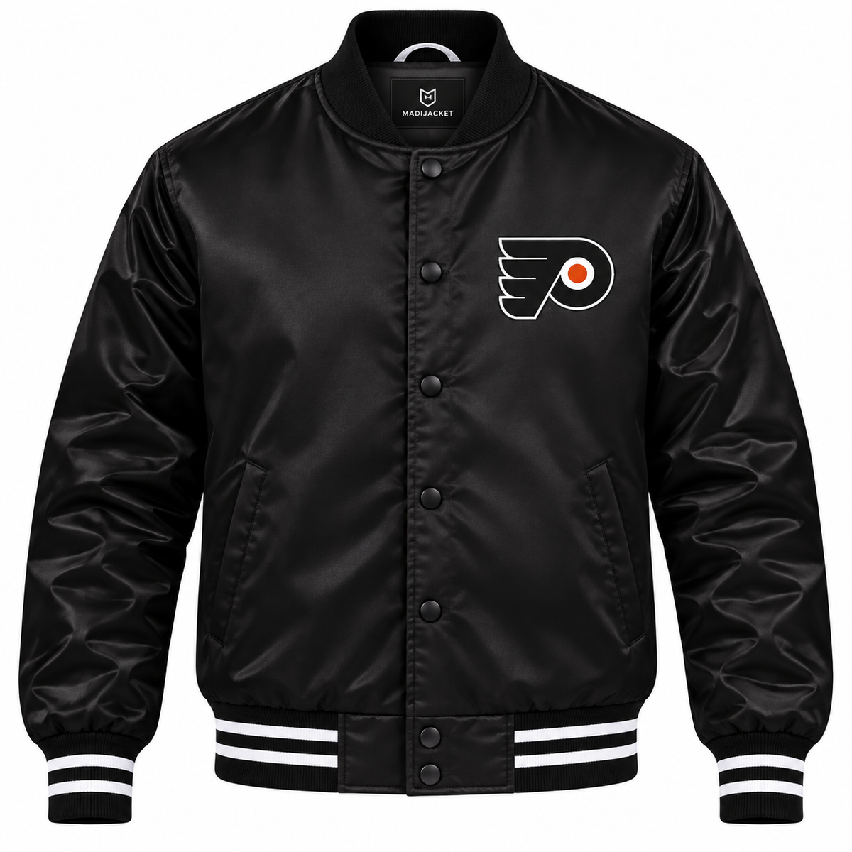 Philadelphia Flyers NHL Heavyweight Satin Jacket Front View