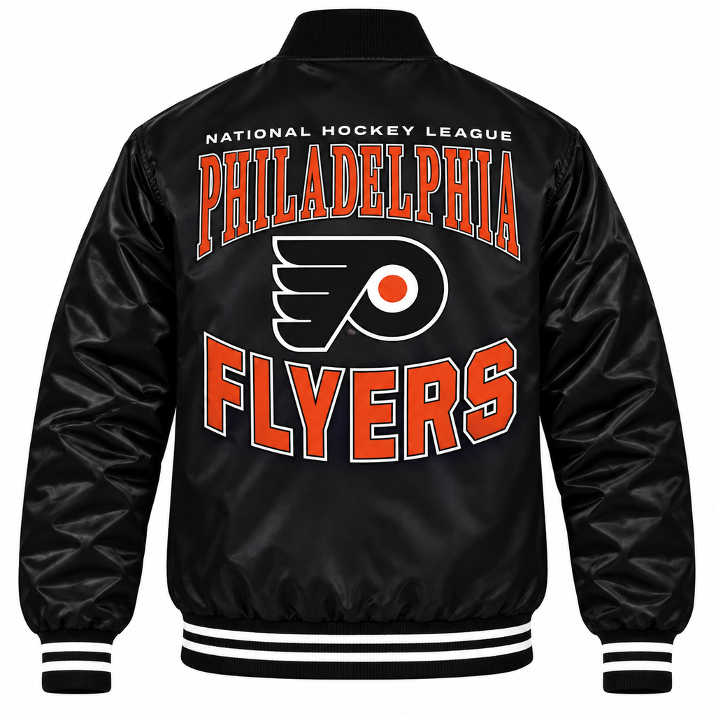 Philadelphia Flyers NHL Heavyweight Satin Jacket Back View