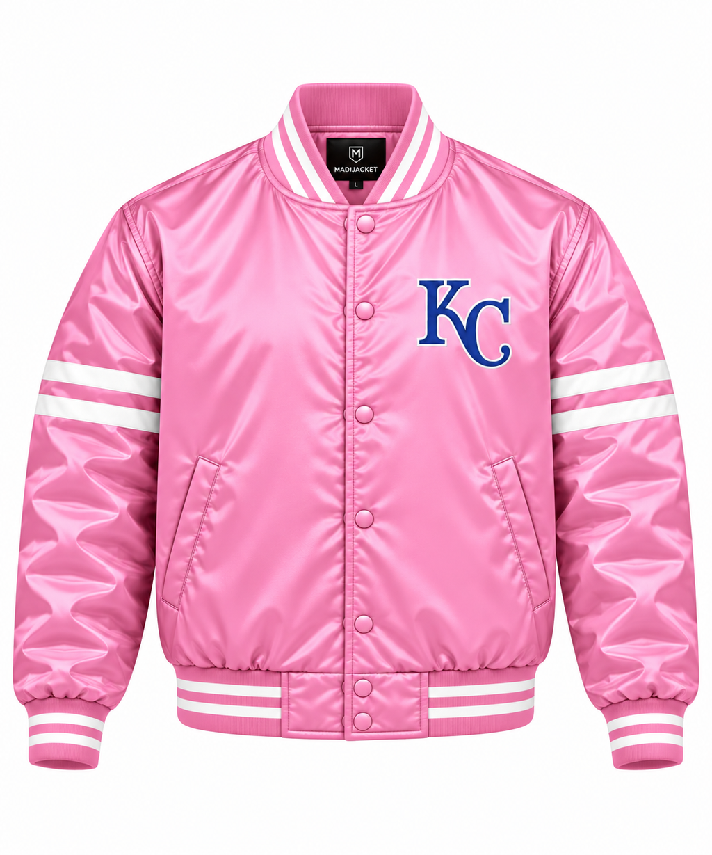 Kansas City Royals Stripe Sleeves Heavyweight Satin Jacket