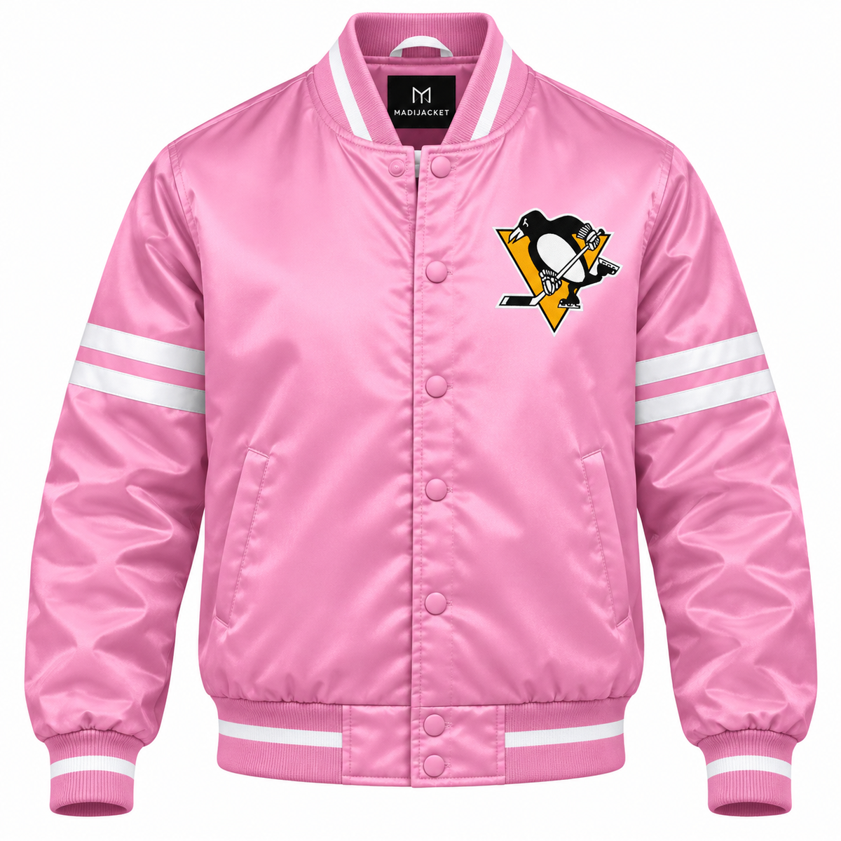 Pittsburgh Penguins NHL Heavyweight Satin Jacket Front View