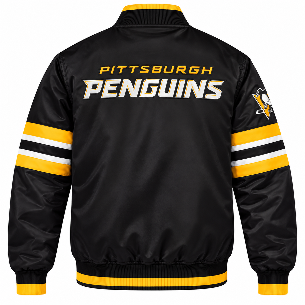 Pittsburgh Penguins NHL Heavyweight Satin Jacket Back View Main image