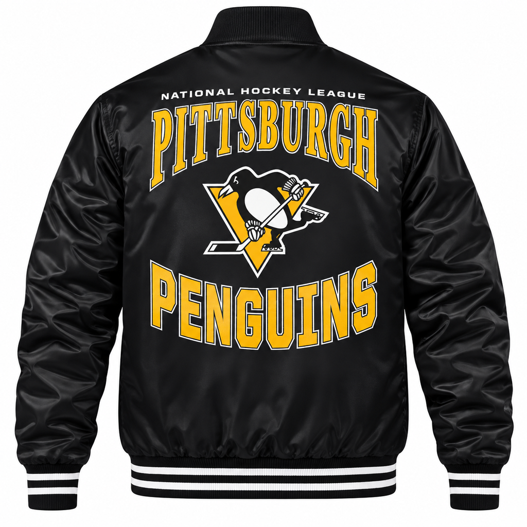 Pittsburgh Penguins NHL Heavyweight Satin Jacket Back View