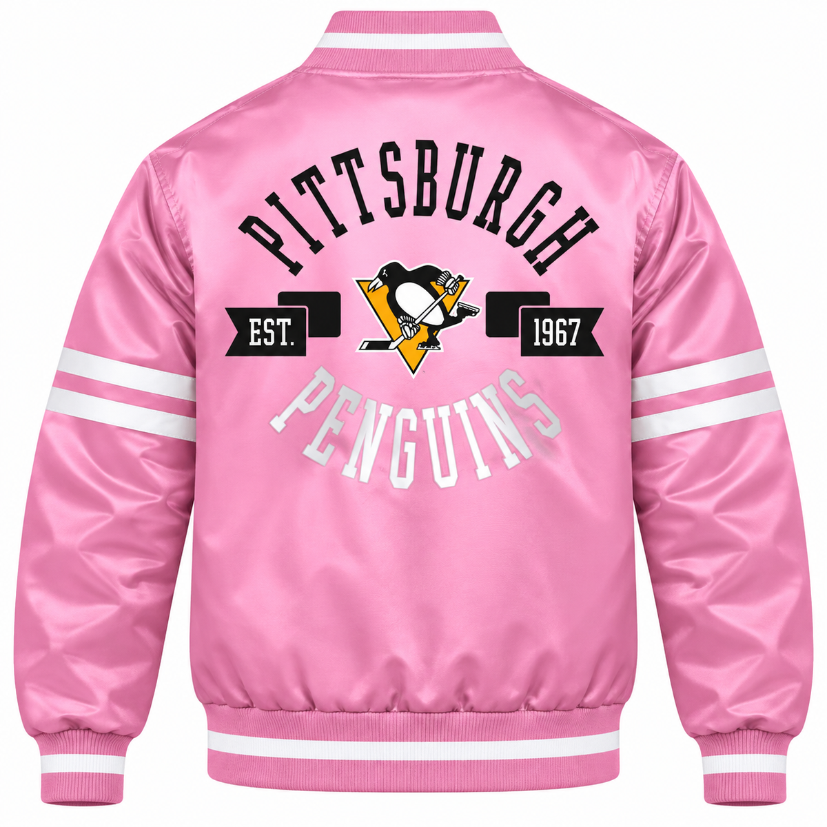 Pittsburgh Penguins NHL Heavyweight Satin Jacket Back View Main image