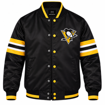 Pittsburgh Penguins NHL Heavyweight Satin Jacket Front View