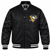 Pittsburgh Penguins NHL Heavyweight Satin Jacket Front View