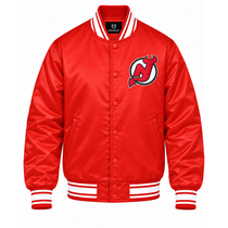 New Jersey Devils Red Heavyweight Satin Jacket
