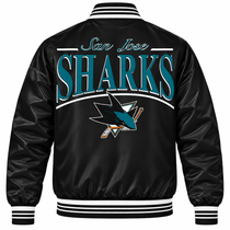 San Jose Sharks NHL Heavyweight Satin Jacket Back View
