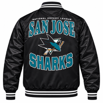 San Jose Sharks NHL Heavyweight Satin Jacket Back View