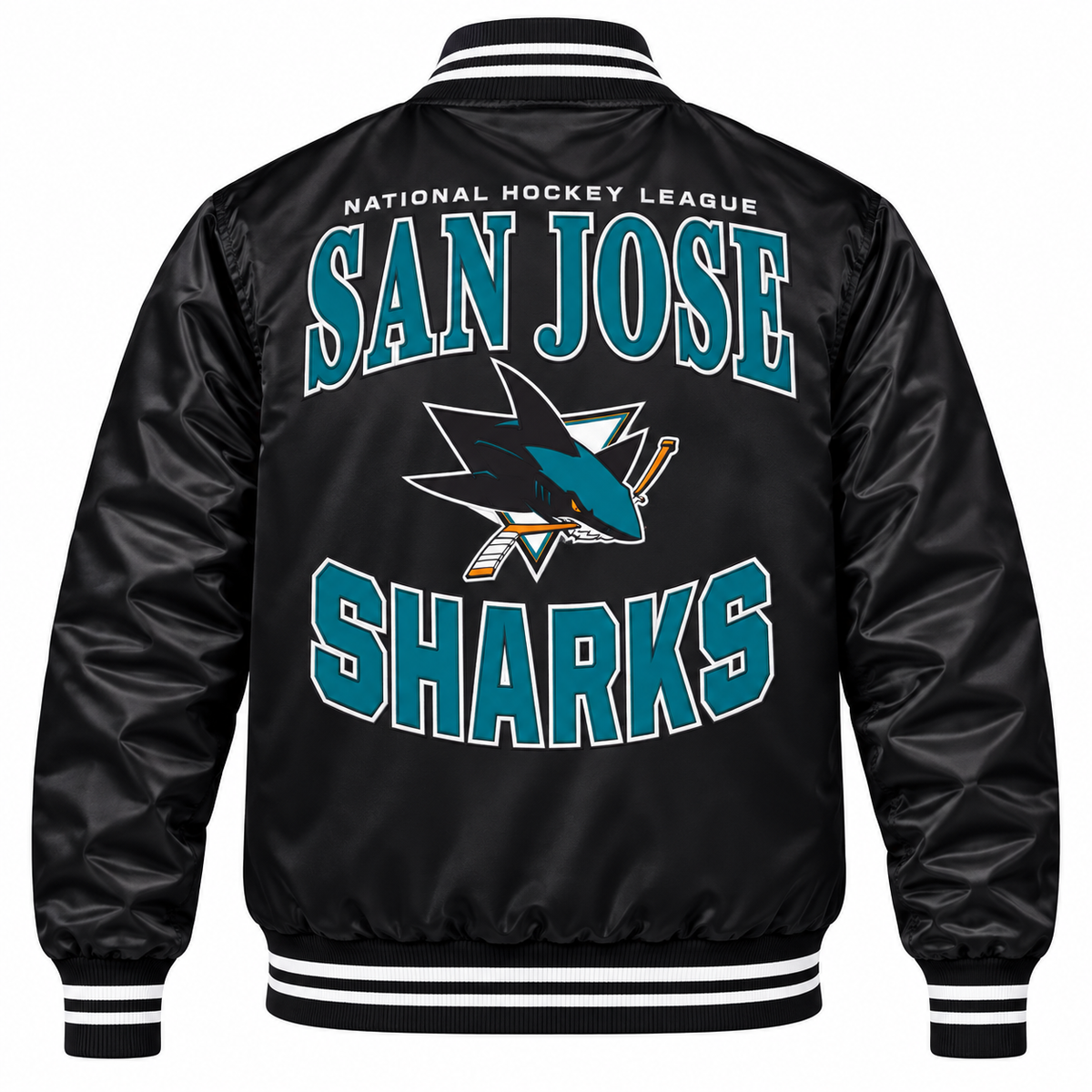 San Jose Sharks NHL Heavyweight Satin Jacket Back View