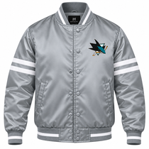 San Jose Sharks NHL Heavyweight Satin Jacket Front View