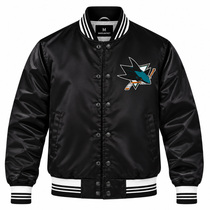 San Jose Sharks NHL Heavyweight Satin Jacket Front View