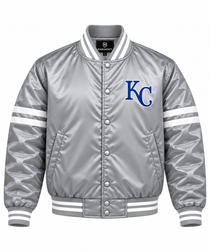 Kansas City Stripe Sleeves Heavyweight Satin Jacket