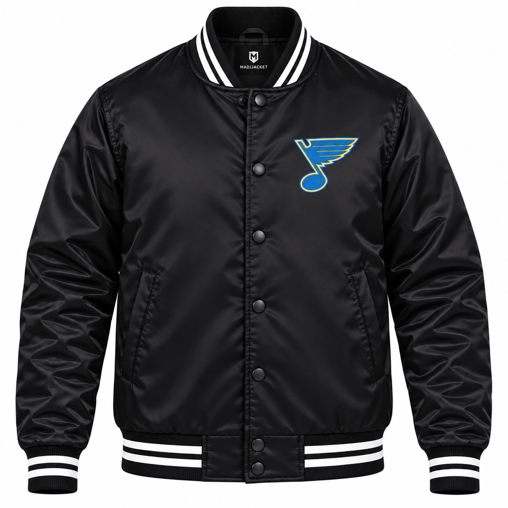 St. Louis Blues NHL Heavyweight Satin Jacket Front View