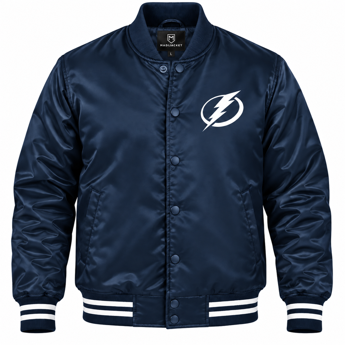 Tampa Bay Lightning NHL Heavyweight Satin Jacket Front View