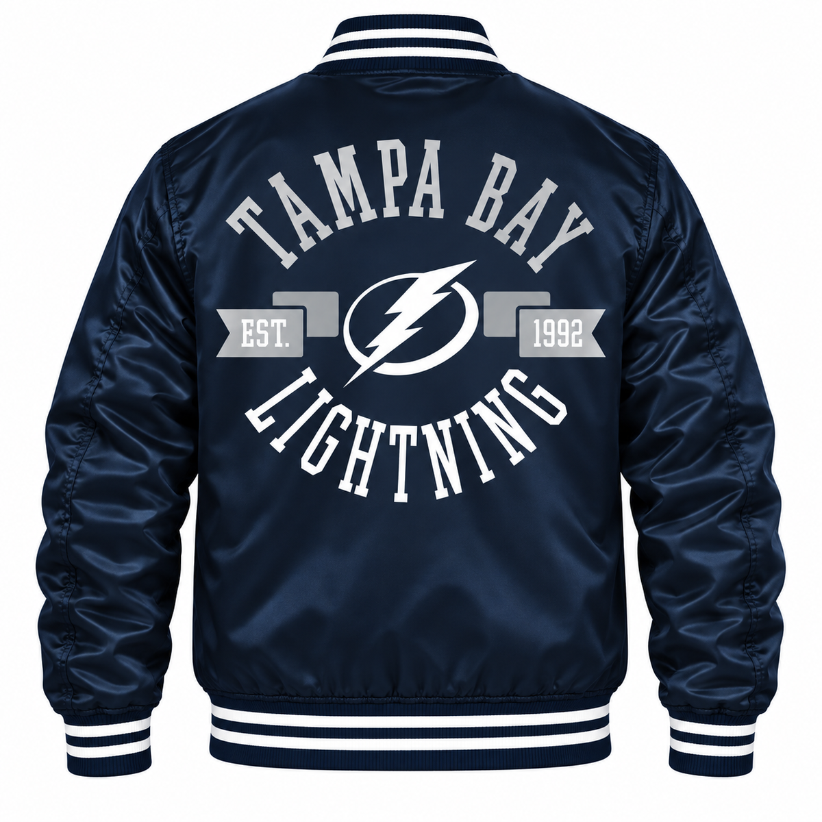 Tampa Bay Lightning NHL Heavyweight Satin Jacket Back View Main image