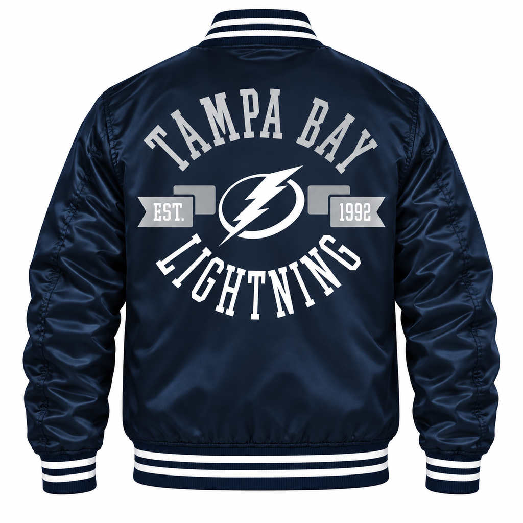 Tampa Bay Lightning NHL Heavyweight Satin Jacket Back View
