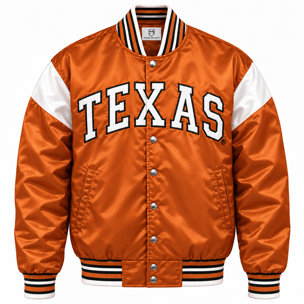 Texas Longhorns Stripe Sleeves Heavyweight Satin Jacket