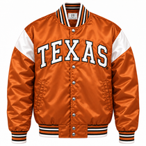 Texas Longhorns Stripe Sleeves Heavyweight Satin Jacket