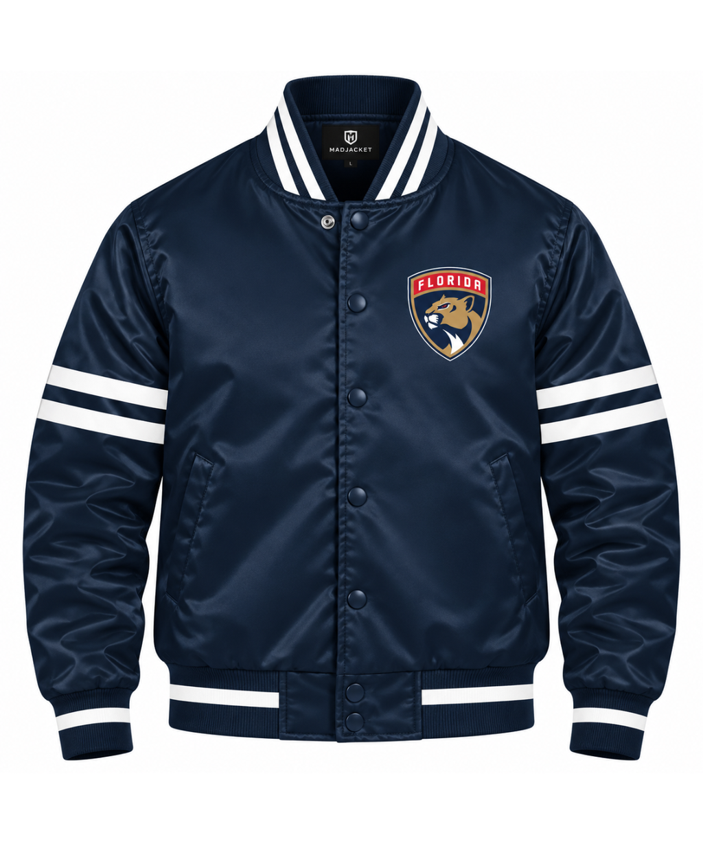 Florida Panthers Strip Sleeve Heavyweight Satin Jacket