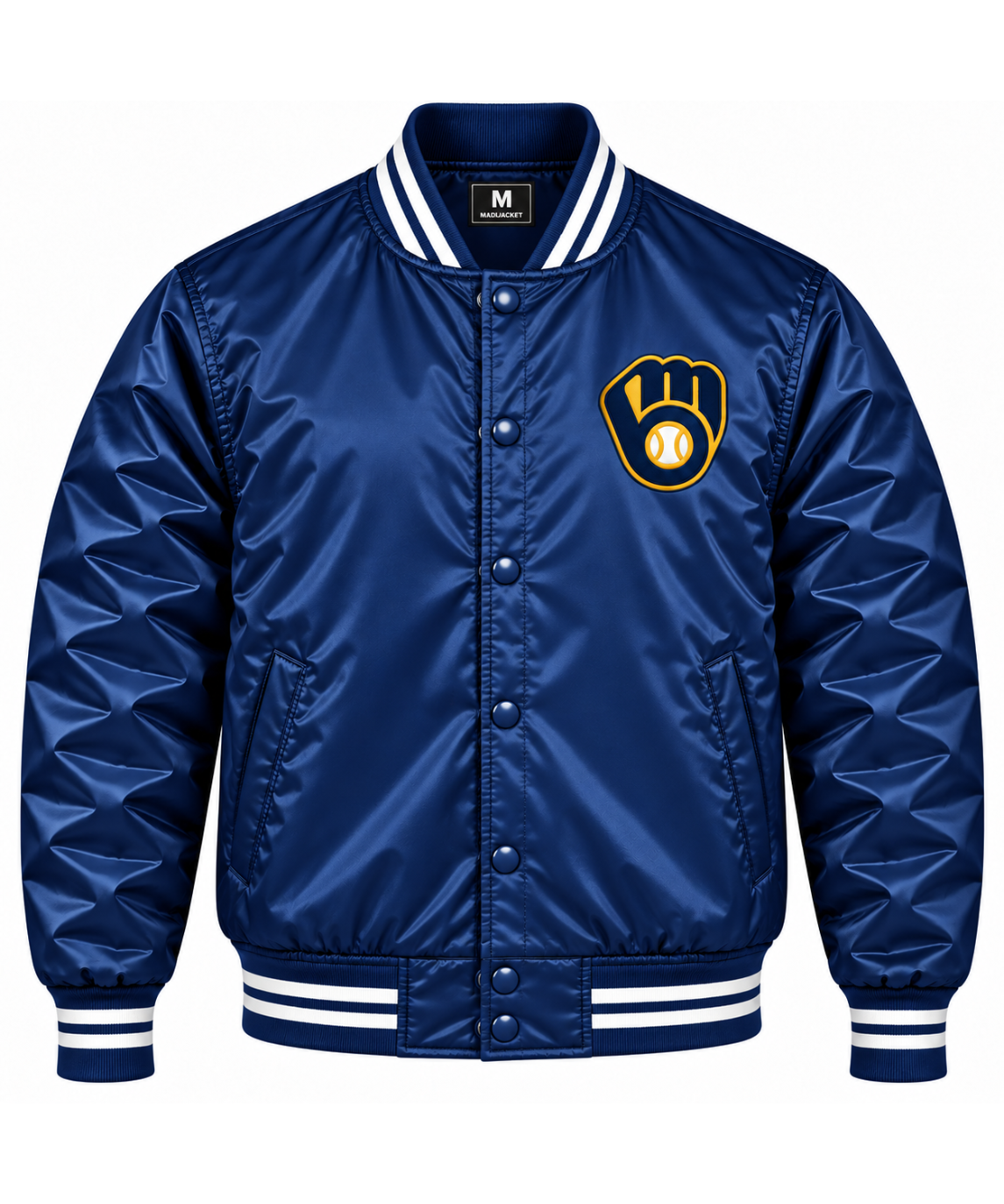 Milwaukee Brewers Navy Heavyweight Satin Jacket Main image