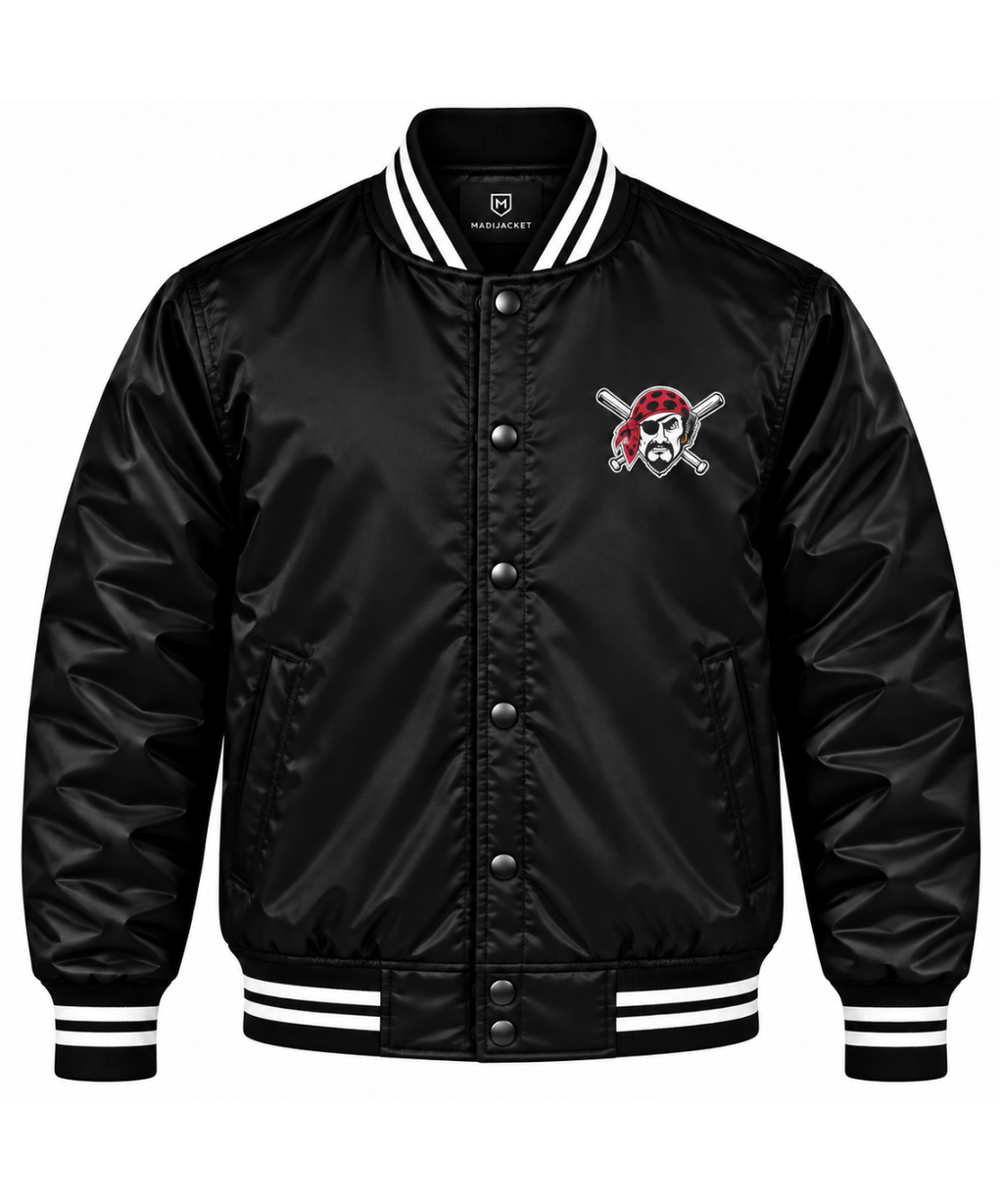 Pittsburgh Pirates Black Heavyweight Satin Jacket