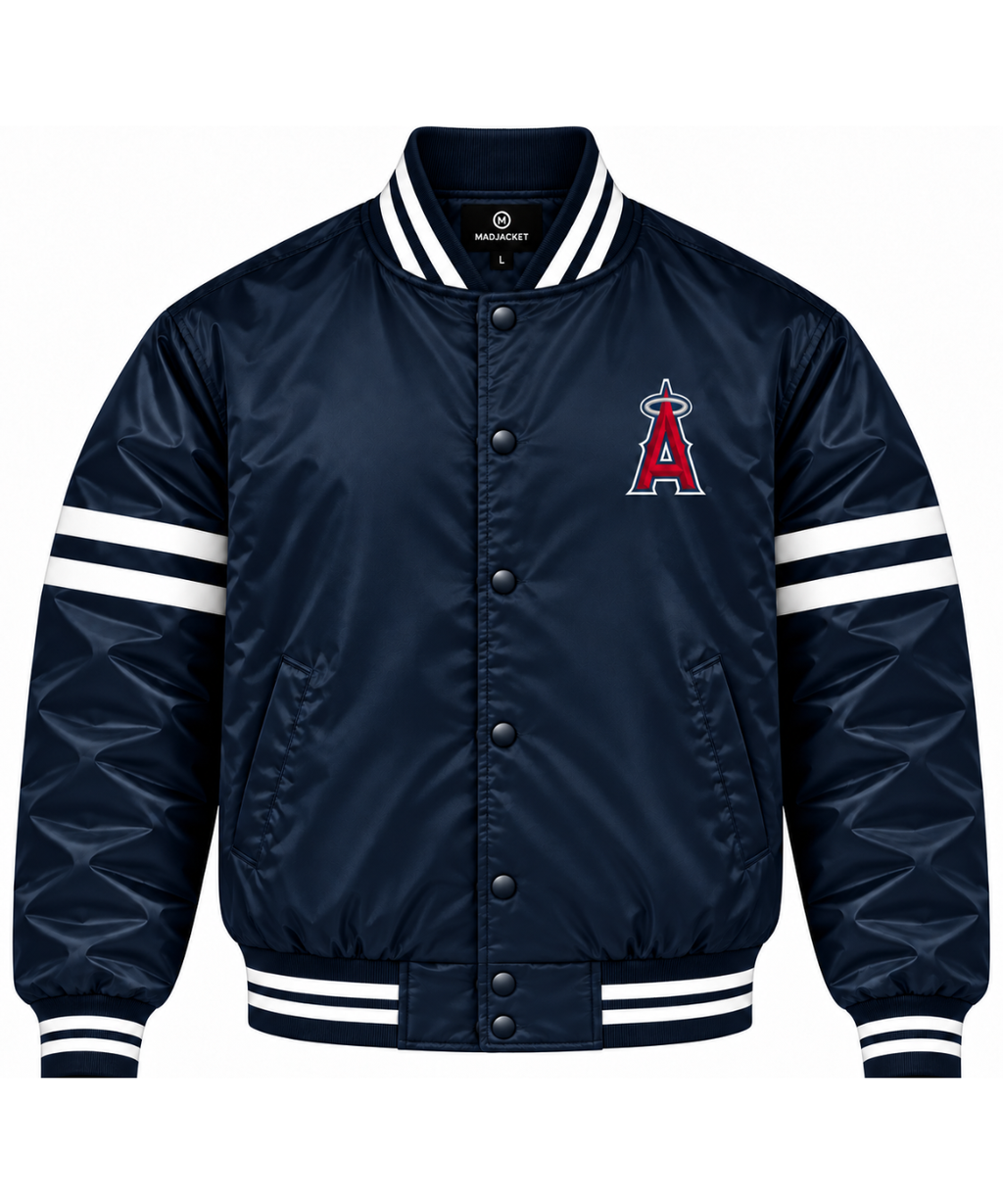 Los Angeles Angels Stripe Sleeves Heavyweight Satin Jacket