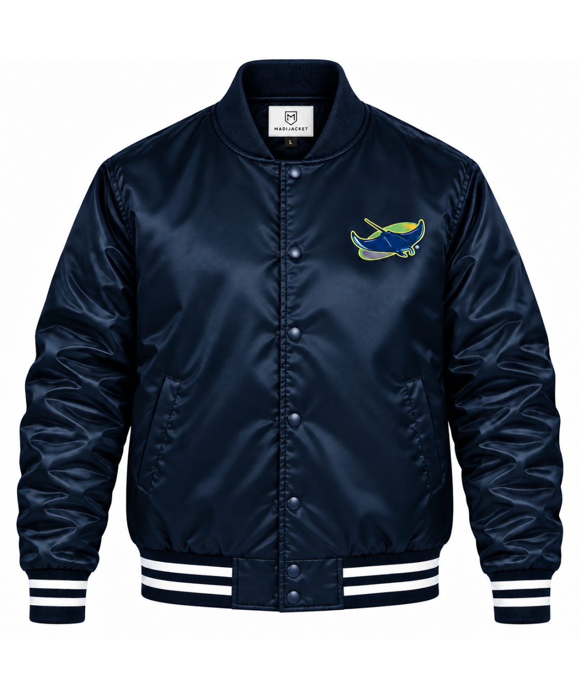 Tampa Bay Rays Navy Heavyweight Satin Jacket Main image