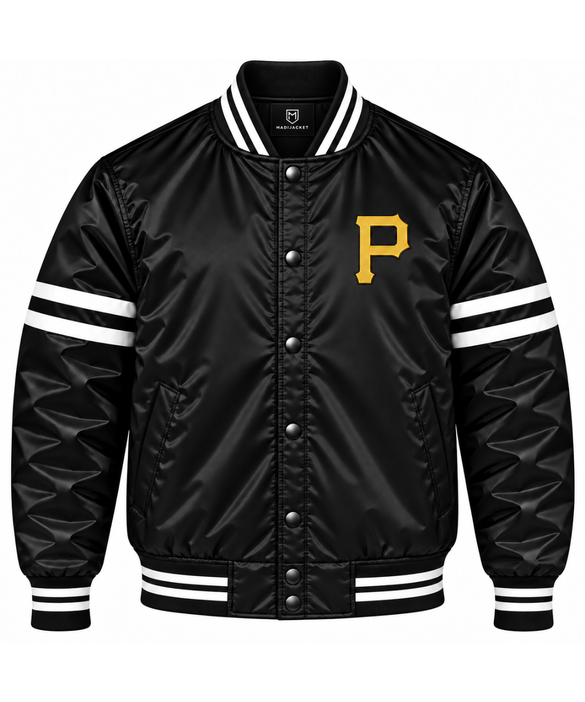 Pittsburgh Pirates Stripe Sleeves Heavyweight Satin Jacket Main image