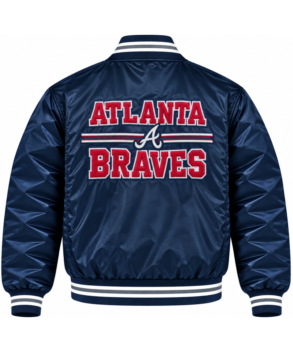 Atlanta Braves Navy Heavyweight Satin Jacket Main image
