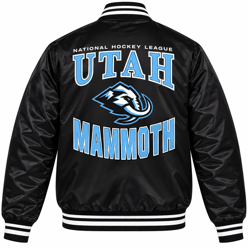 Utah Mammoth NHL Heavyweight Satin Jacket Back View