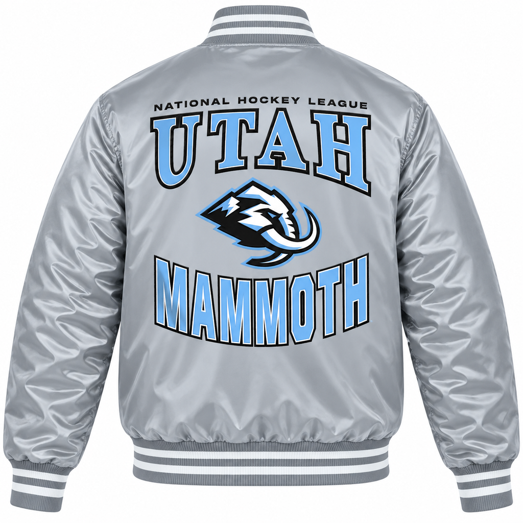 Utah Mammoth NHL Heavyweight Satin Jacket Back View